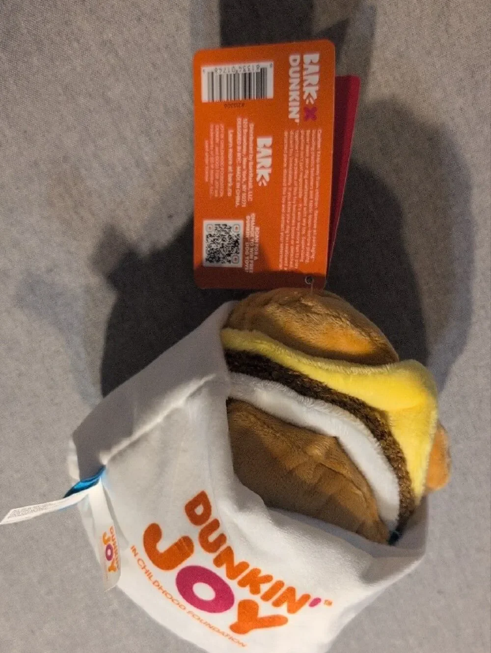 Bark Dunkin' Sausage, Egg & Cheese, Dog Toy New With Tags